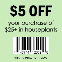$5 OFF when you purchase $25+ in houseplants
