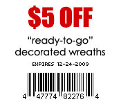 $5 OFF ready-to-go decorated wreaths