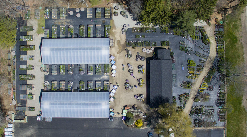 Aerial view of the Estabrook's Kennebunk garden center