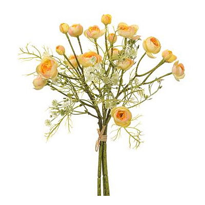 Rose/Queen Anne's Lace Bouquet - Yellow