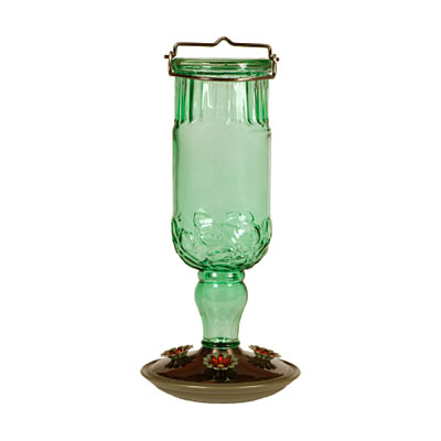 Hummingbird Feeder Antique Bottle - Green