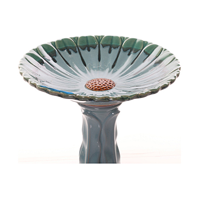 Birdbath - Aster Green Trim, Teal Base