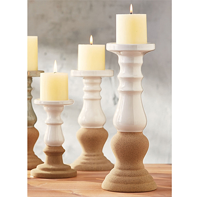 Banister Pillar Candle Holder - White