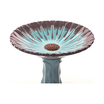 Birdbath - Aster Blue with Gray Trim, Blue Base