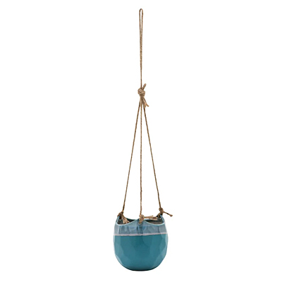 Planter - Hanging Blue Glaze