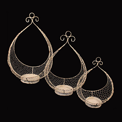 Wire Open Boat Basket - Antique White