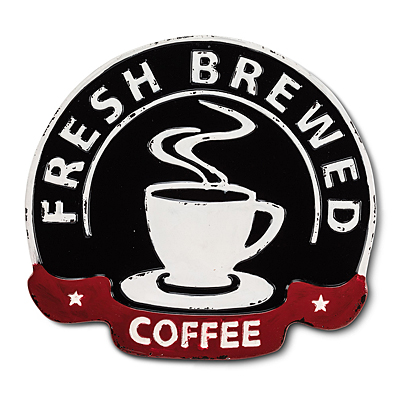Sign - Fresh Brewed Coffee Enamel