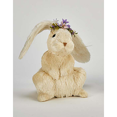 Sitting Bunny with Purple Flowers Headband
