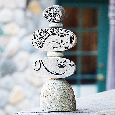 Rock Cairn - Engraved Face of Buddha
