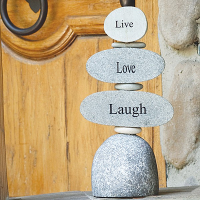 Rock Cairn - Engraved Live Love Laugh