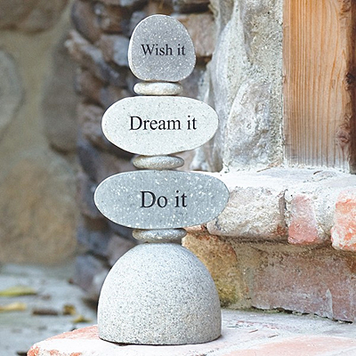 Engraved Cairn Sculpture - Wish Dream Do