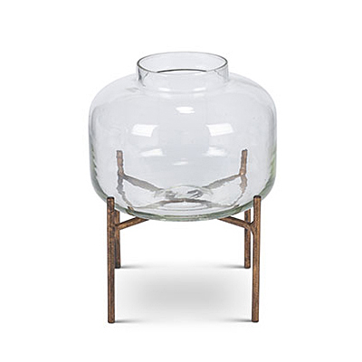 Candle Holder - Glass with Metal Stand