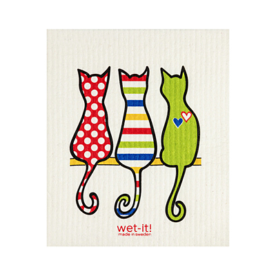 Swedish Dish Cloth - Cat Lover Multi