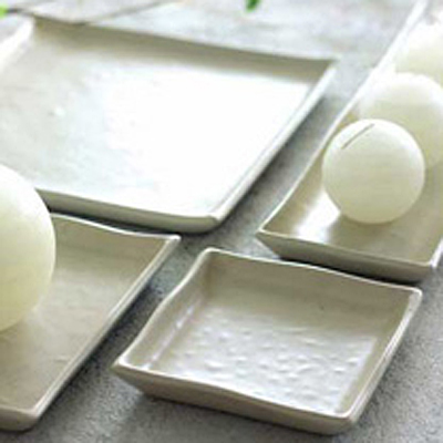 Candle Tray - Ceramic Chai - White