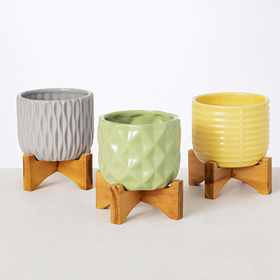 Citrus Glazed Planter on Stand