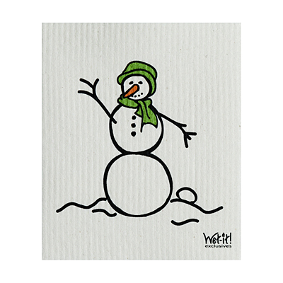 Swedish Dish Cloth - Snowman Green