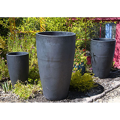 XLG Tall Cone Planter - Silver Black