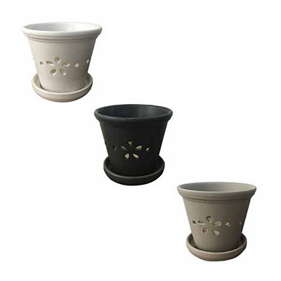 Daisy Orchid Pot with Saucer