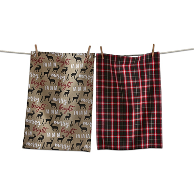 Dishtowel - Prancing Deer, Set of 2