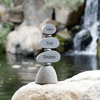 Rock Cairn - Engraved Follow Your Dreams