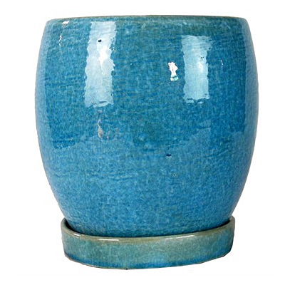 MCarr Egg Pot with Saucer - Crackle Blue
