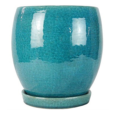 MCarr Egg Pot with Saucer - Crackle Teal