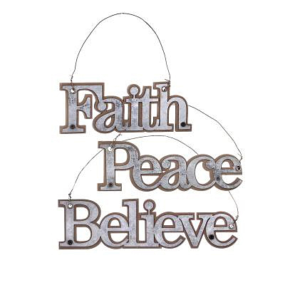 Ornament - MDF/Metal Faith, Believe, Peace