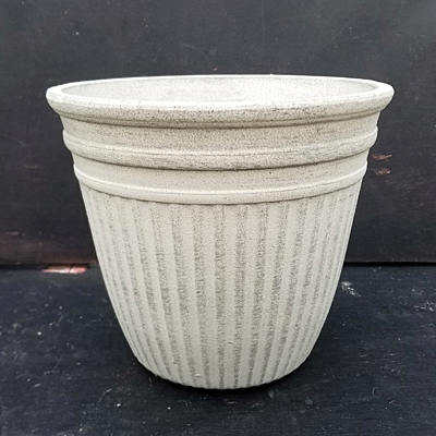 Fiber Resin Corrugated Planter - Weathered White