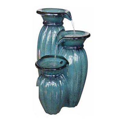 Fountain - 3 Tier Jar with LED Light (Aqua Blue)