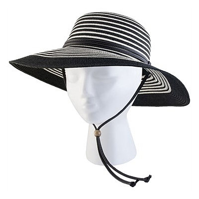 Hat - Woman's Braided Wide Brim Black/White
