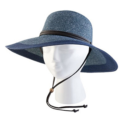 Hat - Woman's Braided Wide Brim Grey Blue