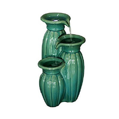 Fountain - 3 Tier Jar with LED Light (Caribbean Green)
