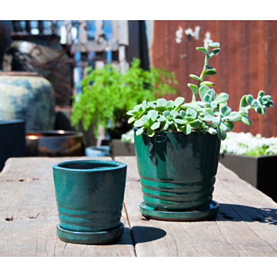 Kona Indoor Planter with Saucer - Jade