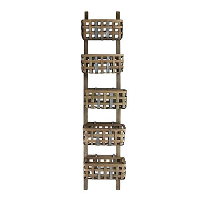 Ladder with 5 Baskets - Antique Brown