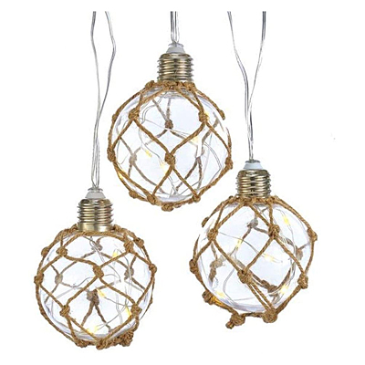 String Lights - Ball & Burlap Rope Deco Set, 5 Piece