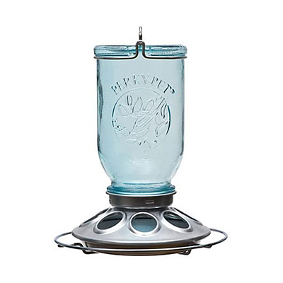 Bird Feeder Mason Jar - Light Blue