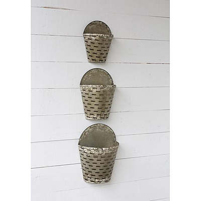 Metal Olive Wall Bucket