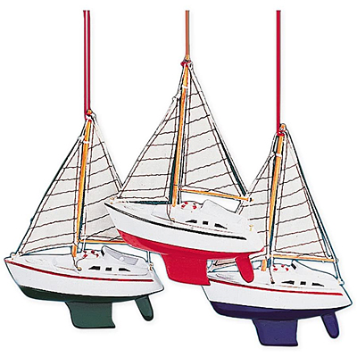 Ornament - Wooden Sail Boat