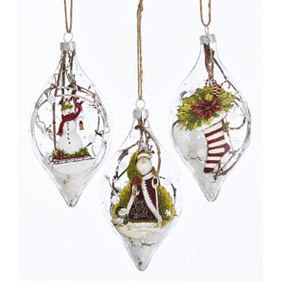 Ornament - Finial Santa/Snowman/Stocking