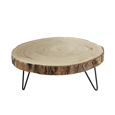 Paulownia Wood Pedestal with Metal Legs