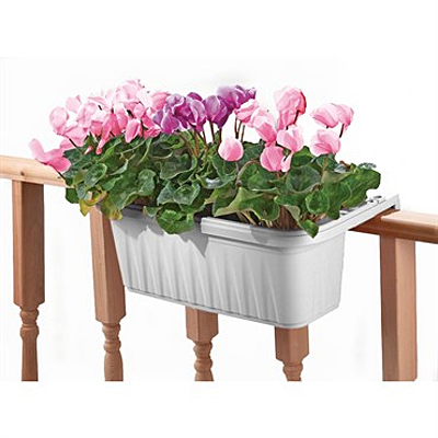 Deck Rail Planter - Adjustable White