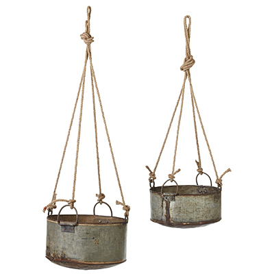 Planter Reclaimed Pot with Rope Hanger