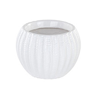 Planter - Ribbed Ball White