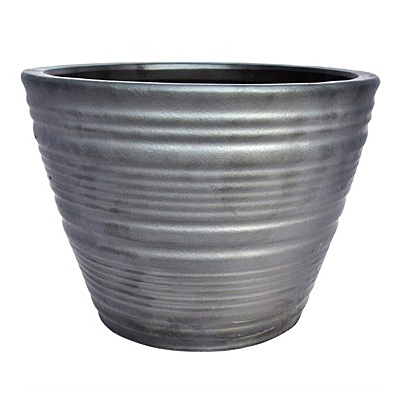 MCarr Ribbed Round Planter - Matte Black