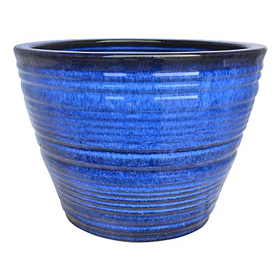 MCarr Ribbed Round Planter - Light Blue