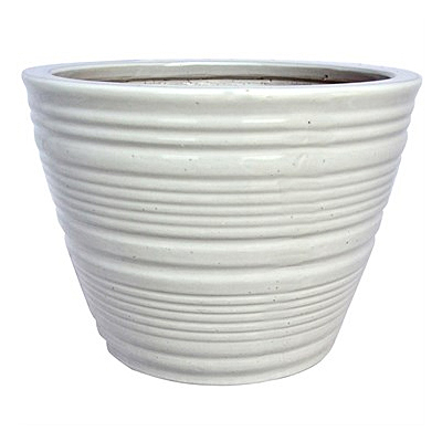 MCarr Ribbed Round Planter - White