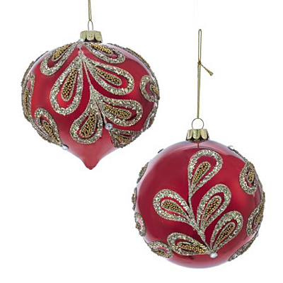 Ornament - Ruby Red Glass Ball/Onion