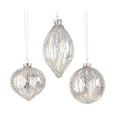 Silver Ornament with Glitter