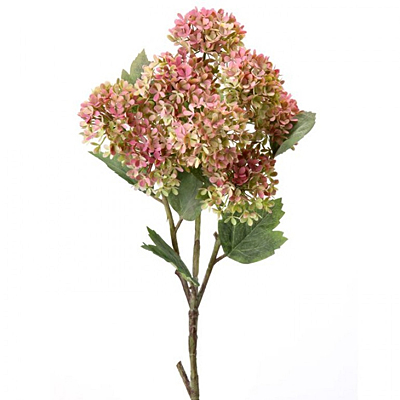 Hydrangea Snowball Branch - Pink/Green
