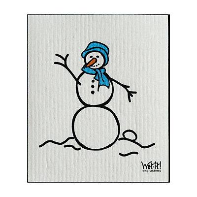 Swedish Dish Cloth - Snowman Blue
